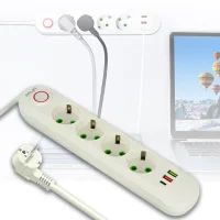 Мережевий фільтр ALFA 2500 Вт на 4 розетки з вогнетривким корпусом, 2-ма USB, 1-ий Type-C 498 Білий