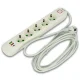 Подовжувач від мережі ALFA 2500 Вт на 5 розеток і 5 м з міцним корпусом, 2-ма USB, 1-ий Type-C 500/499 Білий