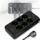Електричний подовжувач 2500W на 6 розеток з 4-ма USB, 1-м Type-C довжиною 2 метри 483 Чорний