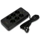 Електричний подовжувач 2500W на 6 розеток з 4-ма USB, 1-м Type-C довжиною 2 метри 483 Чорний