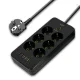 Електричний подовжувач 2500W на 6 розеток з 4-ма USB, 1-м Type-C довжиною 2 метри 483 Чорний