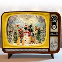 Новорічний нічник Ретро телевізор зі сніговиком, підсвічуванням та музикою WDL-24034B