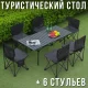 Складаний туристичний стіл 95х55х50 см з 6 стільцями зі спинкою