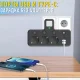 Мережевий фільтр на 3 розетки з 2xUSB, Type-C та підсвічуванням 2500Вт