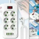 Мережевий подовжувач на 3 метри з вимикачем та заземленням 6х220V | 4хUSB | Type-C D6
