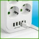 Мережевий подовжувач на 3 метри з вимикачем та заземленням 6х220V | 4хUSB | Type-C D6