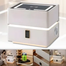 Приліжкова тумба з Bluetooth колонкою, бездротовою зарядкою та LED підсвічуванням XF01 Білий