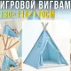 Дитячий ігровий вігвам 130х110х110см з декоративною тасьмою та помпонами Синій
