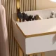 Туалетний столик 120х120х40 см із тумбочкою та круглим LED дзеркалом STL-MD 106