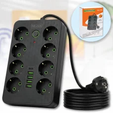 Мережевий фільтр-подовжувач 3м на 8 розеток з заземленням 4хUSB | Type-C 2528