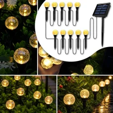 Садова LED-гірлянда на сонячній батареї з 10 світильниками кульками Тепле біле світло