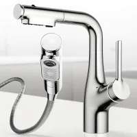 Кухонний змішувач із висувним виливом та поворотом на 360° Faucet CR-8428 Сріблястий