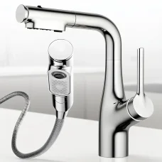 Кухонний змішувач із висувним виливом та поворотом на 360° Faucet CR-8428 Сріблястий