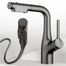 Кухонний змішувач із висувним виливом та поворотом на 360° Faucet CR-8429 Чорний