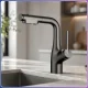 Кухонний змішувач із висувним виливом та поворотом на 360° Faucet CR-8429 Чорний