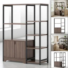 Кухонний стелаж 120х90х34см із закритою шафою та металевим каркасом AD-B02