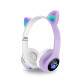 Навушники дитячі бездротові Bluetooth з карткою пам'яті Cat Ear B 39M LED Котячі вушка з підсвічуванням Фіолетовий