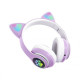 Навушники дитячі бездротові Bluetooth з карткою пам'яті Cat Ear B 39M LED Котячі вушка з підсвічуванням Фіолетовий