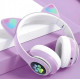 Навушники дитячі бездротові Bluetooth з карткою пам'яті Cat Ear B 39M LED Котячі вушка з підсвічуванням Фіолетовий