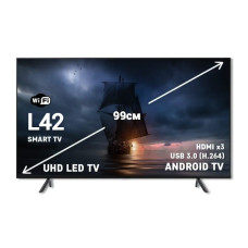 Якісний 4К Smart телевізор з діагоналлю 39,5 дюймів LED L42 Android 9,0 HDMI х3 USB 3.0 T2/720P/60Hz