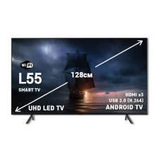 Smart телевізор 4К з діагоналлю 50 дюймів LED L55 T2/2K Android 9,0 з роз'ємами HDMI х3 і USB 3.0