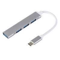 Хаб USB Type-C на 4 USB 3.0 Silver Концентратор для підключення 4 USB