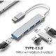 Хаб USB Type-C на 4 USB 3.0 Silver Концентратор для підключення 4 USB