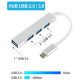 Хаб USB Type-C на 4 USB 3.0 Silver Концентратор для підключення 4 USB
