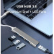 Хаб USB Type-C на 4 USB 3.0 Silver Концентратор для підключення 4 USB