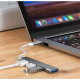 Хаб USB Type-C на 4 USB 3.0 Silver Концентратор для підключення 4 USB