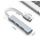 Хаб USB Type-C на 4 USB 3.0 Silver Концентратор для підключення 4 USB