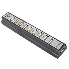 Розгалужувач на 10 портів USB HUB Можливість підключити безліч USB-пристроїв Чорний