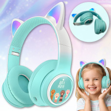 Накладні Bluetooth навушники з котячими вушками та RGB підсвічуванням AKZ-02C
