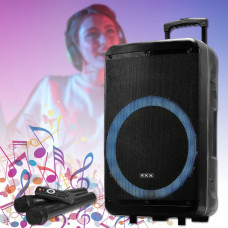 Портативна Bluetooth колонка-валіза з пультом, підсвічуванням та 2 мікрофонами ZXX-7676 60Вт