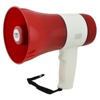 Акумуляторний гучномовець із записом голосу Megaphone UKC ER-22 Потужний рупор складний 15 Вт Біло-Червоний