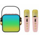 Портативна Bluetooth колонка з 2 караоке мікрофонами Music With Karaoke Рожева Колонка RGB з підсвічуванням