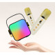 Портативна Bluetooth колонка з 2 караоке мікрофонами Music With Karaoke Біла Колонка RGB з підсвічуванням
