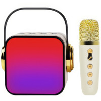 Портативна Bluetooth колонка з мікрофоном караоке Music With Karaoke Біла Колонка RGB з підсвічуванням