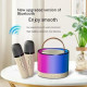 Портативна Bluetooth колонка з 2 караоке мікрофонами K52 Бежева колонка RGB з підсвічуванням