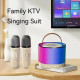 Портативна Bluetooth колонка з 2 караоке мікрофонами K52 Бежева колонка RGB з підсвічуванням