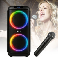 Переносна акумуляторна Bluetooth колонка з LED RGB підсвічуванням та мікрофоном ZXX-5504 1000Вт