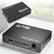 HDMI-розгалужувач на 4 порти з LED-індикацією та каскадним підключенням SPLITTER