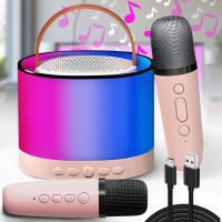 Портативна Bluetooth-колонка з двома мікрофонами та RGB-підсвічуванням K52 Рожева