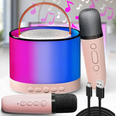 Портативна Bluetooth-колонка з двома мікрофонами та RGB-підсвічуванням K52 Рожева
