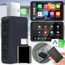 Бездротовий адаптер 2в1 для автомобіля з перехідником Type-C CarPlay/Android Auto