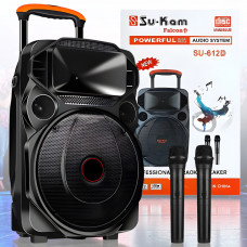 Портативна Bluetooth колонка з 2 бездротовими мікрофонами Su-Kam SU 612 200W