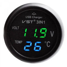 Автомобільний термометр-вольтметр у прикурювач VST 706-4