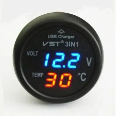 Автомобільний термометр-вольтметр із USB портом VST 706-5