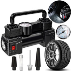 Автомобільний компресор з монометром та живленням від прикурювача Air pump 12V Чорний
