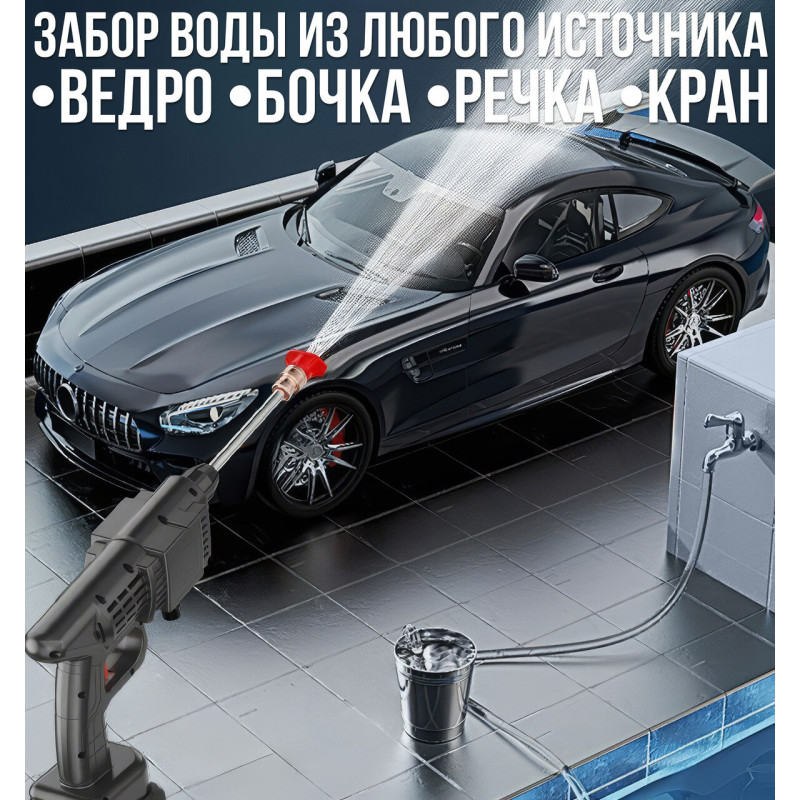 Мийка високого тиску 1000W акумуляторна для автомобіля